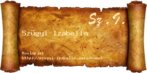 Szügyi Izabella névjegykártya